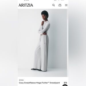 Aritzia Cozy Sweat Fleece Mega Flutter NWT Size Medium Heather Crome (Gray)